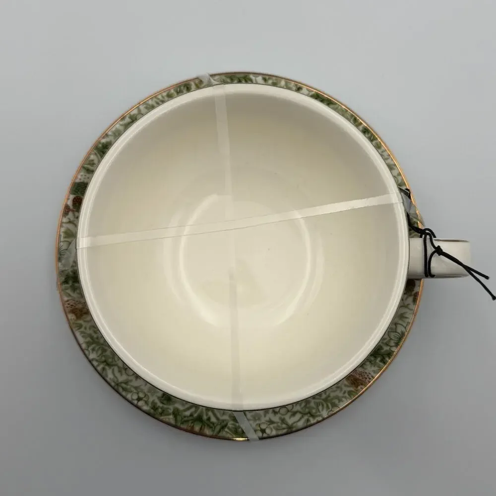 William Morris & Co Strawberry Thief Green Floral Teacup & Saucer Set NWT